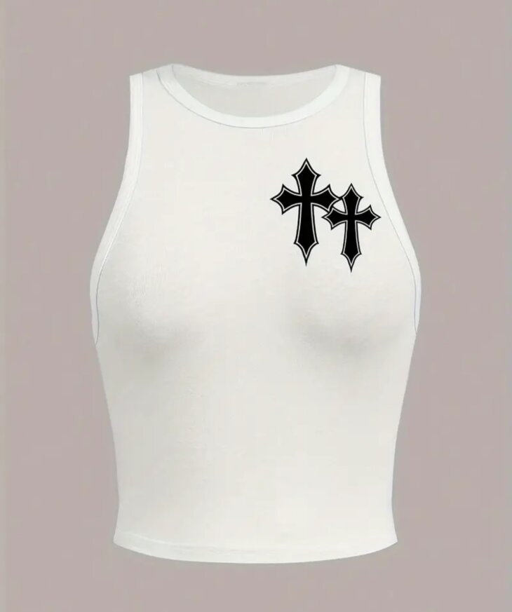 Cross tank crew neck